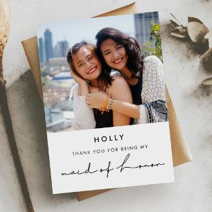 Minimalistische moderne Trauzeugin danke Karte