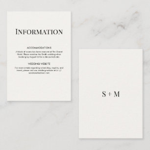 Minimalistische moderne Typografie Hochzeitsdetail Begleitkarte