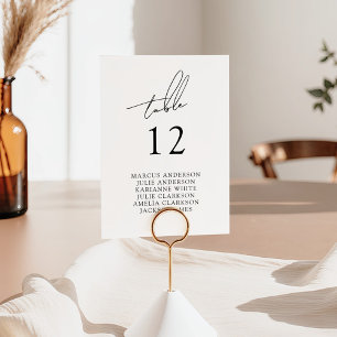 Minimalistische moderne und whimsistische Schrift Tischnummer