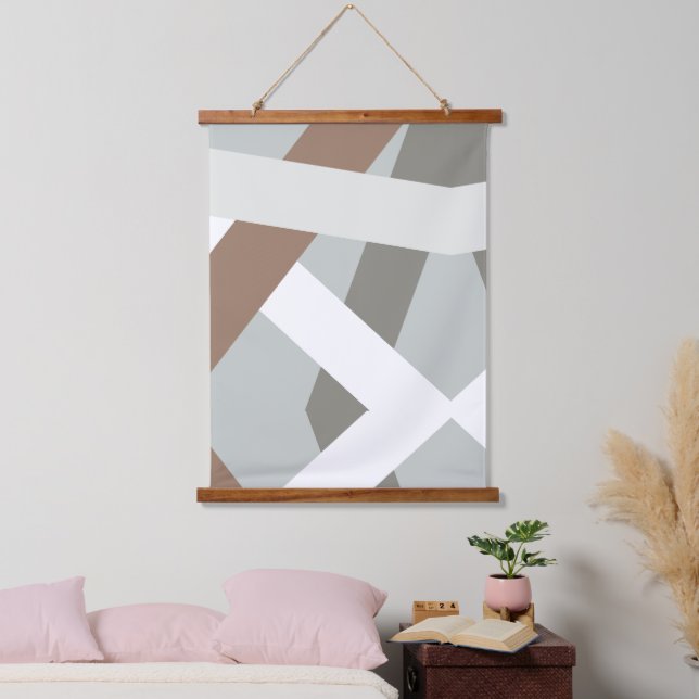 Minimalistische Moderne Wandteppich Mit Holzrahmen (Schlafzimmer)
