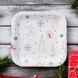 Minimalistische, moderne Weihnachtsfarben Pappteller