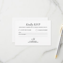 Minimalistische moderne weiße Hochzeit  RSVP Karte