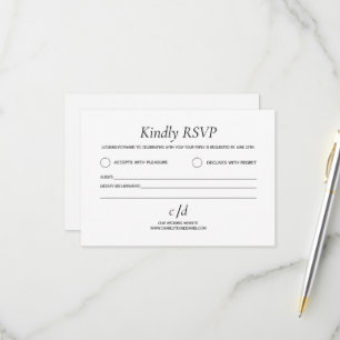 Minimalistische moderne weiße Hochzeit RSVP Karte