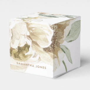 Minimalistische moderne weiße Pfingstrose Blumige  Geschenkschachtel