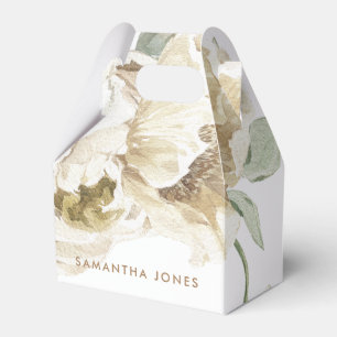 Minimalistische Moderne Weiße Pfingstrose Florale  Geschenkschachtel