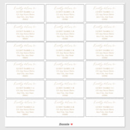 Minimalistische, moderne White Wedding Guest Addre Aufkleber
