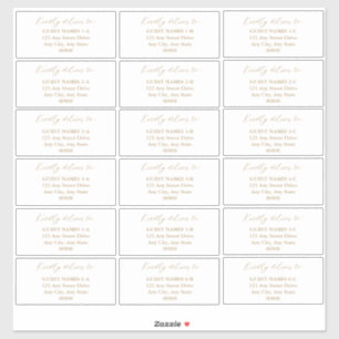 Minimalistische, moderne White Wedding Guest Addre Aufkleber