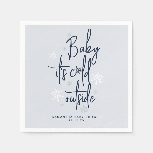 Minimalistische, moderne Winter Baby Boy Dusche Serviette (Vorderseite)