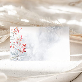 Minimalistische, moderne Winterschneebeeren Platzkarte