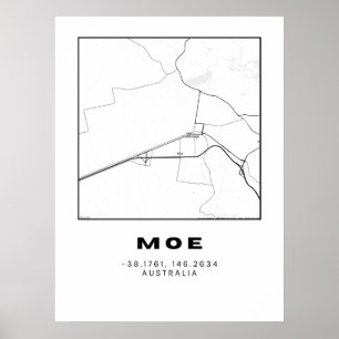 Minimalistische Moe Map mit Koordinaten Poster