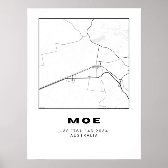 Minimalistische Moe Map mit Koordinaten Poster (Vorne)