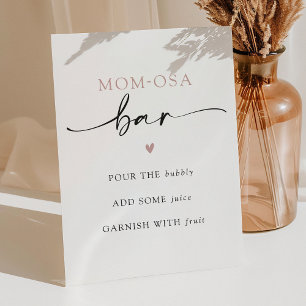 Minimalistische Momosa Bar Cocktail Menü Kinderdus Sockelschild