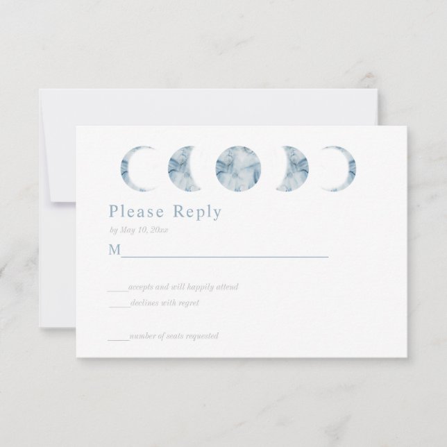Minimalistische Mondphasen Celestial RSVP Card (Vorderseite)