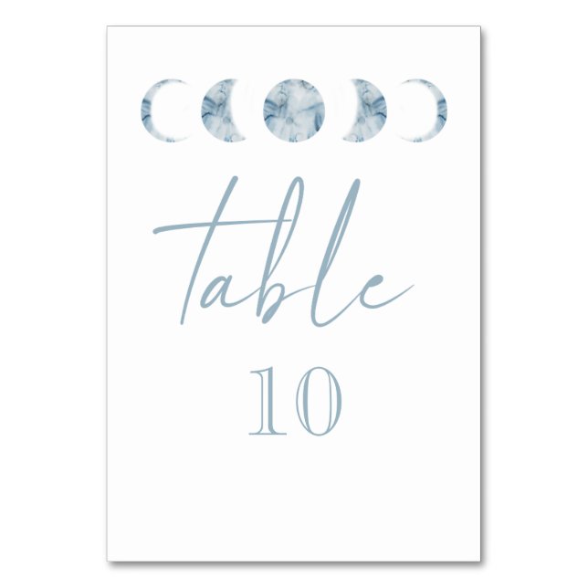 Minimalistische Mondphasen Celestial Tischnummer (Vorderseite)