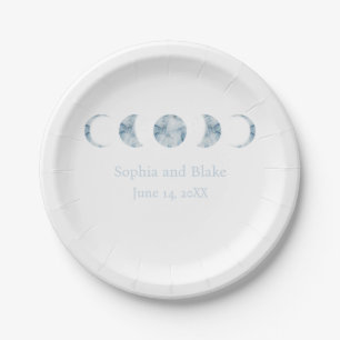 Minimalistische Mondphasen Celestie Hochzeit Pappteller