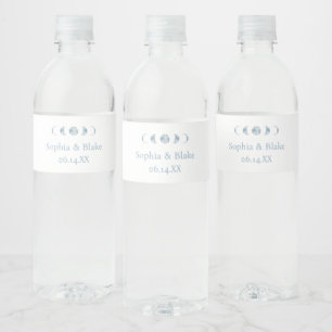 Minimalistische Mondphasen Himmelhochzeit Wasserflaschenetikett