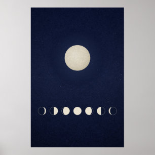 Minimalistische Mondphasen Himmels-Wandkunst Poster