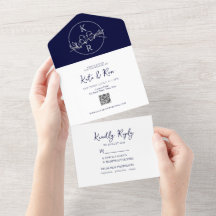 Minimalistische Mongram Navy Blue Wedding