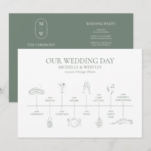 Minimalistische Mongram Sage Green Wedelzeitline Programm