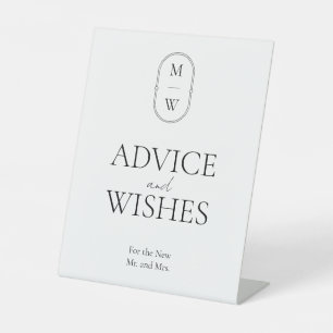 Minimalistische Mongram Wedding Advice und Wünsche Sockelschild