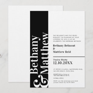 Minimalistische Mono-Schwarz-weiße grafische Texth Einladung