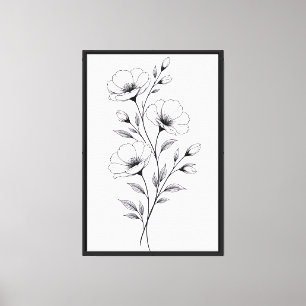 Minimalistische monochrome Blumenkunst Leinwanddruck