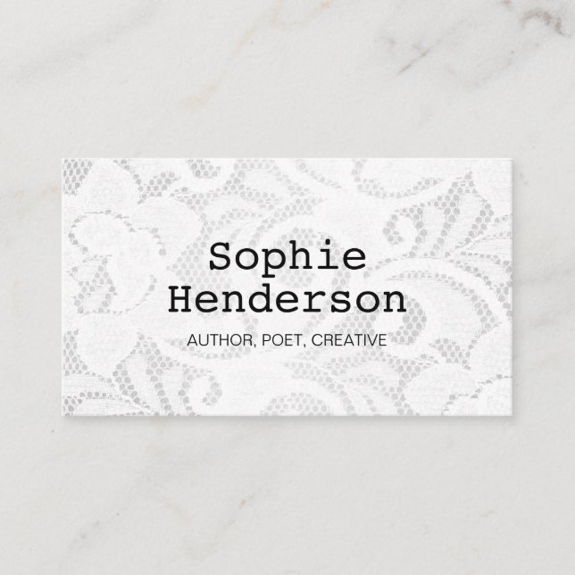 Minimalistische monochrome Vintage Spitzenautoren  Visitenkarte (Vorderseite)