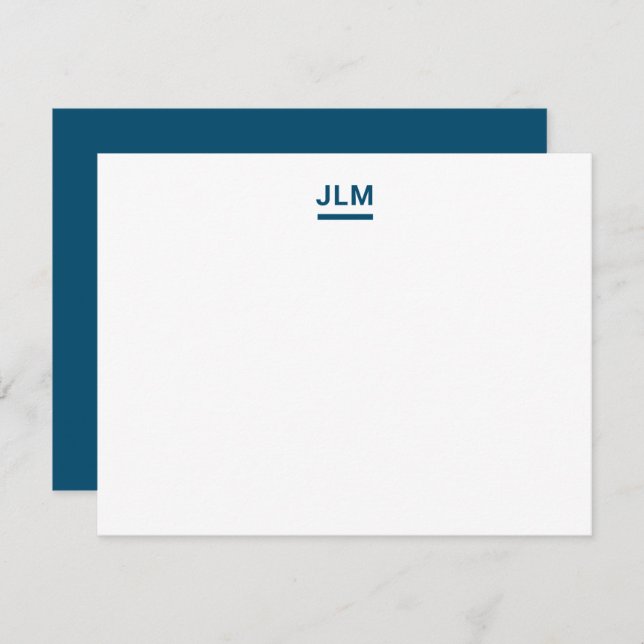 Minimalistische Monogram Bold Navy Blue Typografy  Mitteilungskarte (Vorne/Hinten)