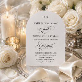 Minimalistische Monogram Classic White Wedding Einladung