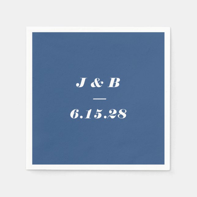 Minimalistische Monogram Cobalt Blue Wedding Custo Serviette (Vorderseite)