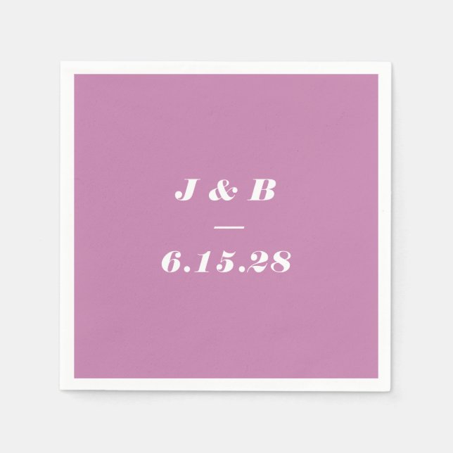 Minimalistische Monogram Dusty Lila Wedding Custom Serviette (Vorderseite)