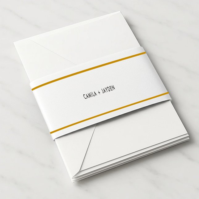 Minimalistische Monogram Elegant Gold Border Weddi Einladungsbanderole (Von Creator hochgeladen)