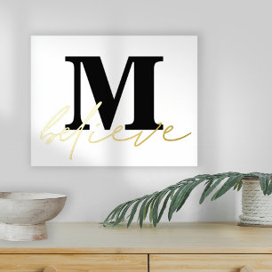 Minimalistische Monogram-Glaubensskripte Foliendrucke
