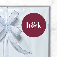 Minimalistische Monogram Initials Burgundy Red Wed