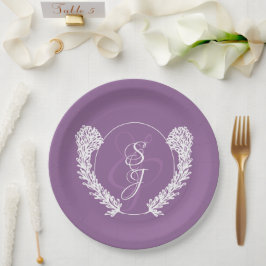Minimalistische Monogram Lavender Lila Wedding Pappteller