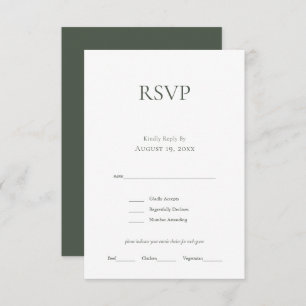 Minimalistische Monogram Moss Green Wedding RSVP C