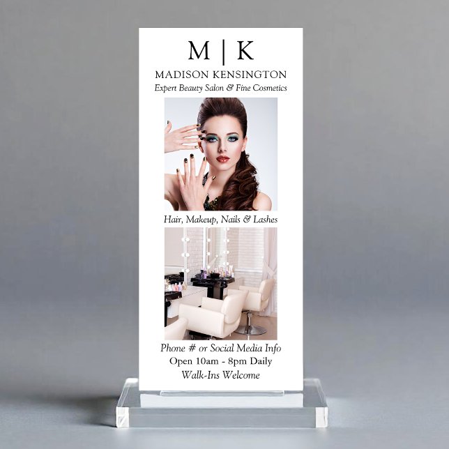 Minimalistische Monogram oder Add-Logo-Business 2- Werbekarte (Customize to change text size, color or to add more text or photos to back of card.)