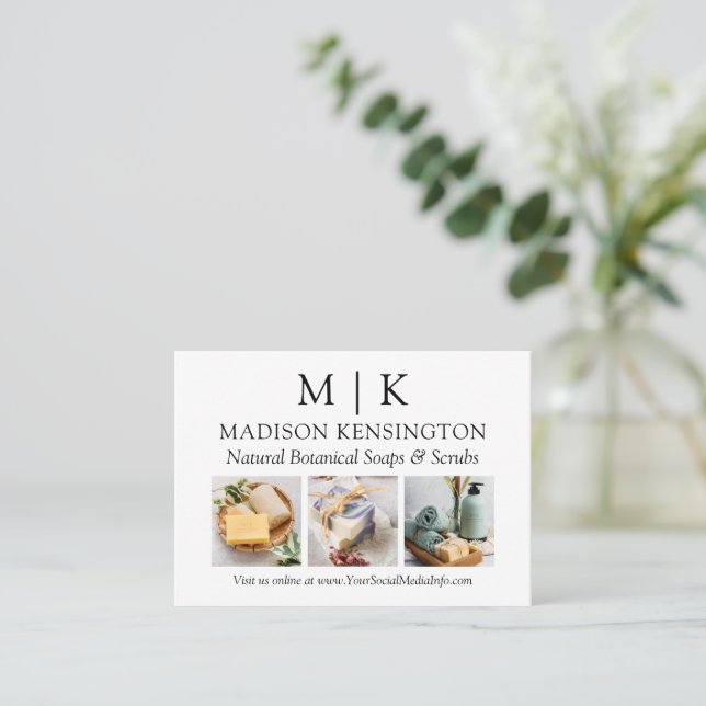 Minimalistische Monogram oder Add-Logo-Business 3- Visitenkarte (Stehend Vorderseite)