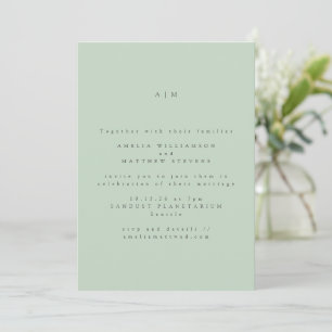 Minimalistische Monogram Pastel Mint Pistachio Wed Einladung