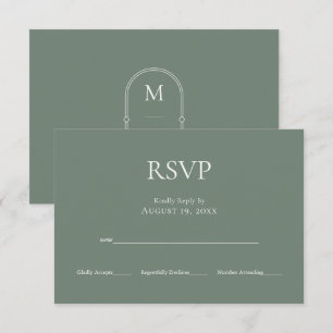 Minimalistische Monogram Sage Green Wedding RSVP C Karte