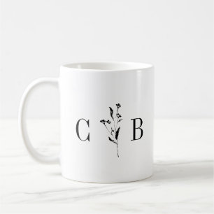Minimalistische Monogram Schwarz-weiße Hochzeit Kaffeetasse