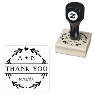 Minimalistische Monogram Wedding Danke Gummistempel