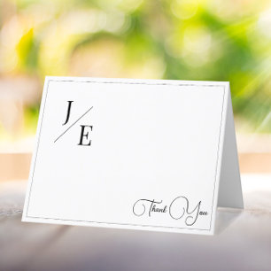Minimalistische Monogram Wedding Danke   Weiß
