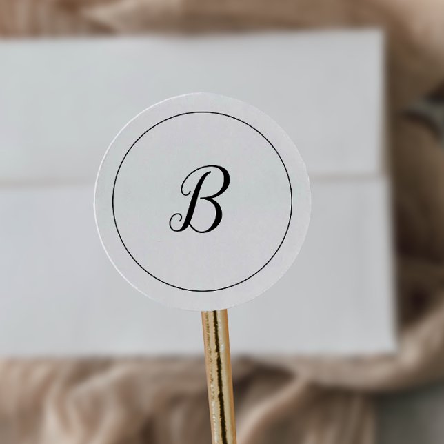 Minimalistische Monogram Wedding Umschlag Aufklebe Runder Aufkleber (Von Creator hochgeladen)