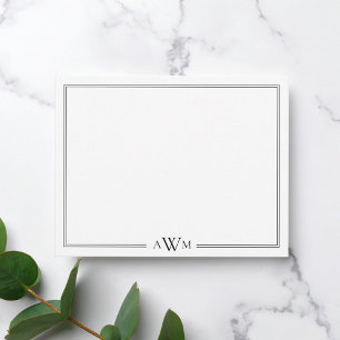 Minimalistische Monogramm-Bänder mit drei Buchstab Mitteilungskarte