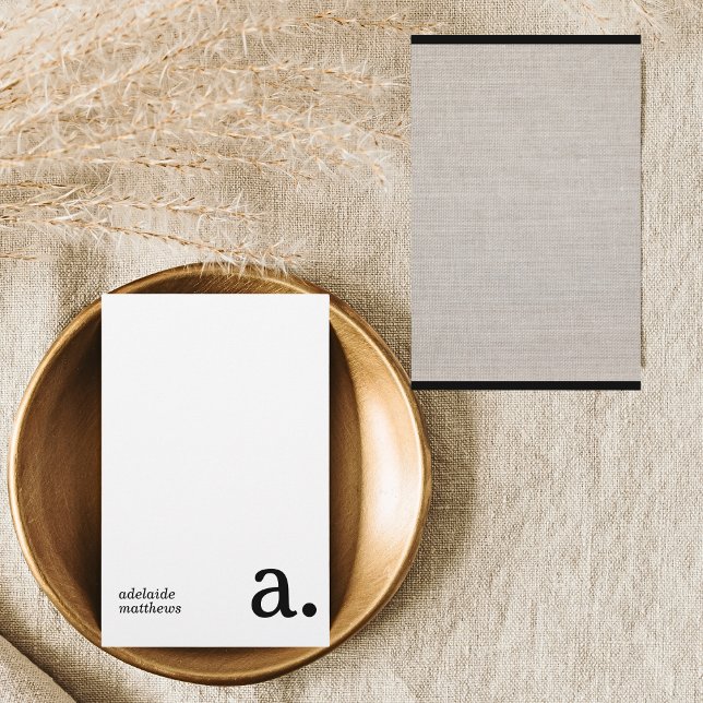 Minimalistische Monogramm Beige Imitate Linen Anfa Briefpapier (Von Creator hochgeladen)