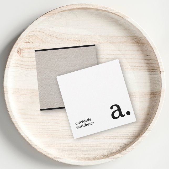 Minimalistische Monogramm Beige Imitate Linen Anfa Mitteilungskarte (Von Creator hochgeladen)