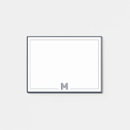 Minimalistische Monogramm-Doppelrand-Korrespondenz Post-it Klebezettel