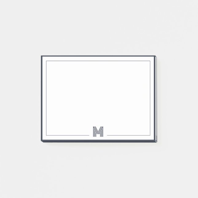 Minimalistische Monogramm-Doppelrand-Korrespondenz Post-it Klebezettel (Vorderseite)