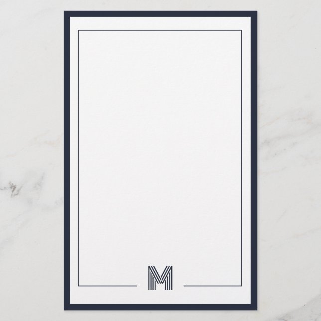 Minimalistische Monogramm-Doppelrand-Papeterie Briefpapier (Vorderseite)